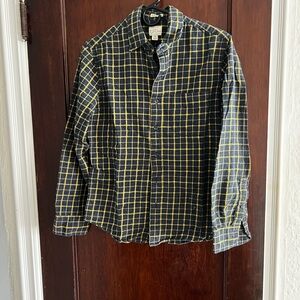 J. Crew Navy and Mustard Plaid Button Down Shirt